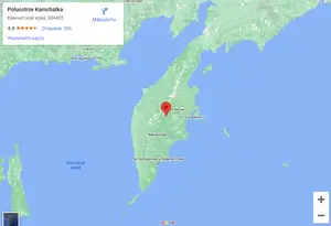 Интерактивная карта полуострова Камчаткас сервера Google